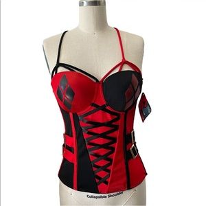 SEXY DC Comics Rubie's Harley Quinn Corset Top S/M Small/ medium